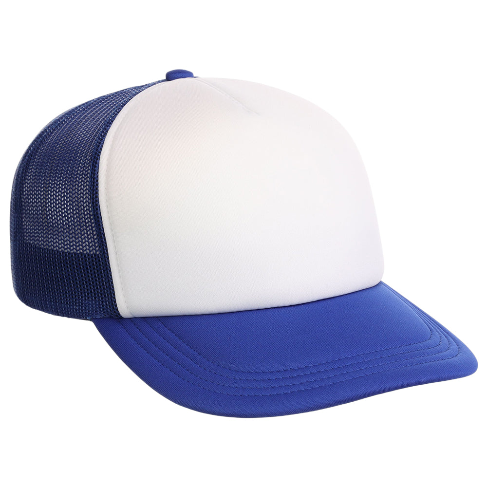 Crowns By Lids Screen Foam Trucker Cap - White/Royal Blue