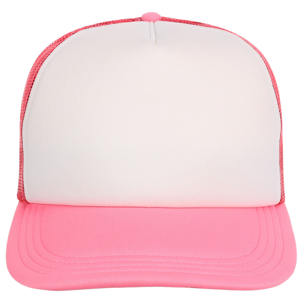 Crowns By Lids Screen Foam Trucker Cap - White/Neon Pink