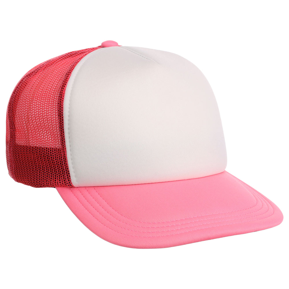 Crowns By Lids Screen Foam Trucker Cap - White/Neon Pink