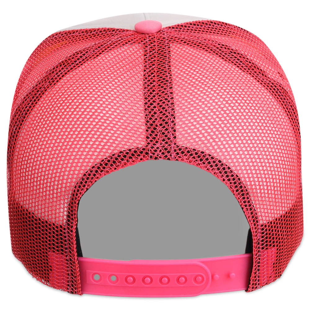 Crowns By Lids Screen Foam Trucker Cap - White/Neon Pink
