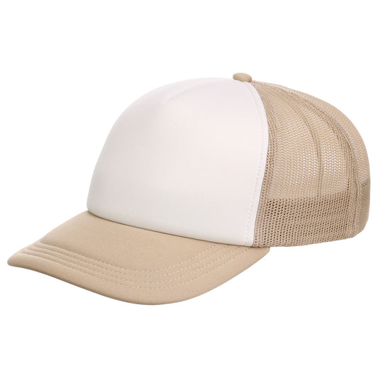 Crowns By Lids Screen Foam Trucker Cap - White/Khaki
