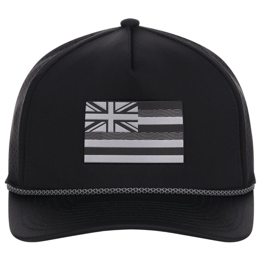 Local Crowns Hawaii Reflective 5 Panel Tech w/Rope - Black