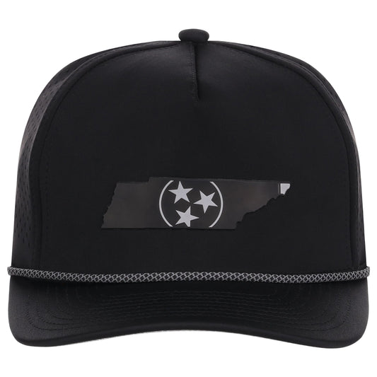 Local Crowns Tennessee Reflective 5 Panel Tech w/Rope - Black