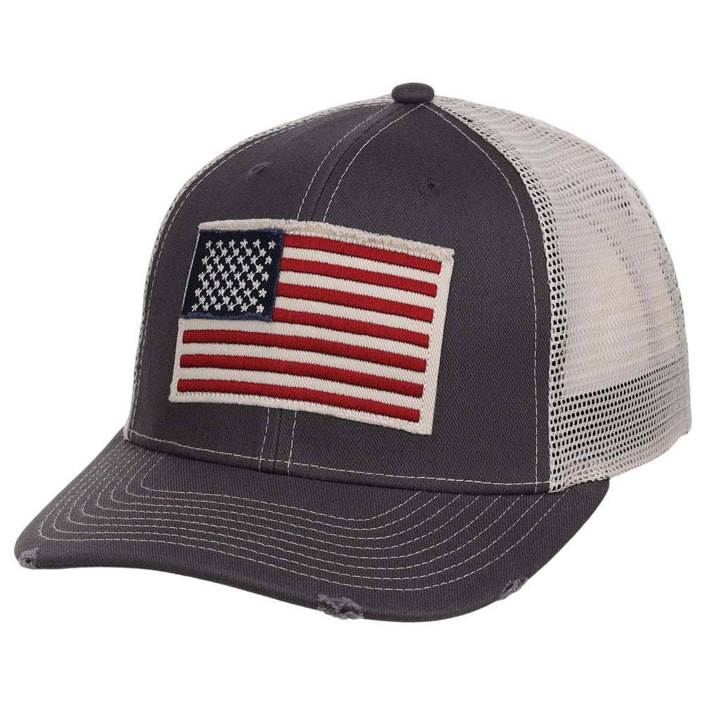 Local Crowns USA Torn & Tattered Trucker - Grey/White