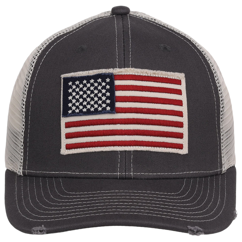 Local Crowns USA Torn & Tattered Trucker - Grey/White
