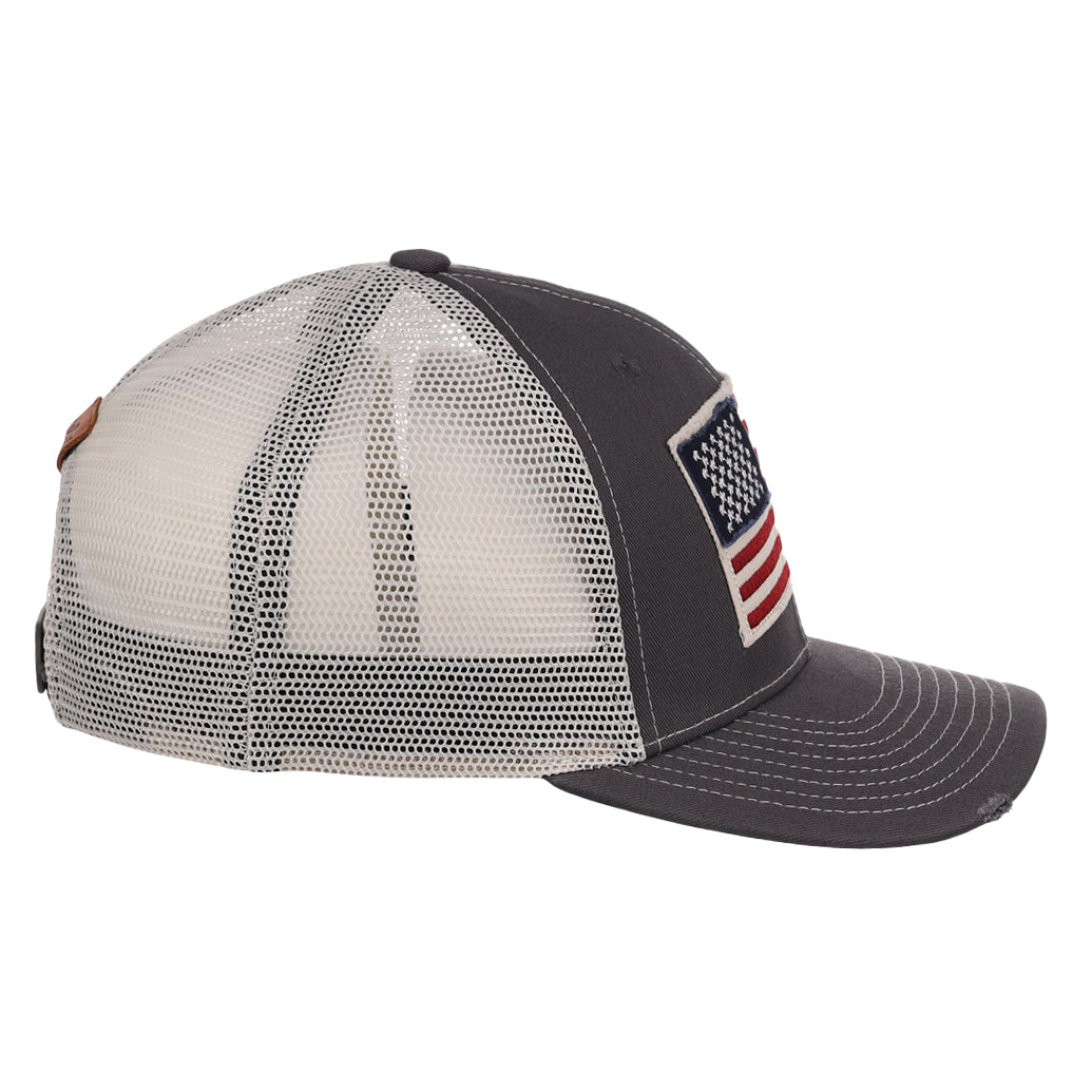 Local Crowns USA Torn & Tattered Trucker - Grey/White