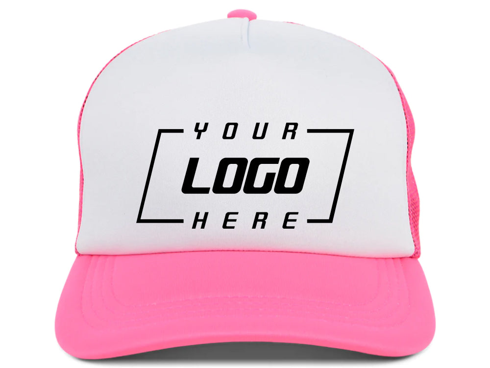 Crowns By Lids Screen Foam Trucker Cap - White/Neon Pink