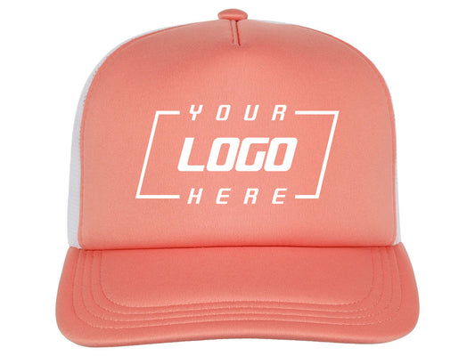 Crowns By Lids Screen Foam Trucker Cap - White/Peach Puff