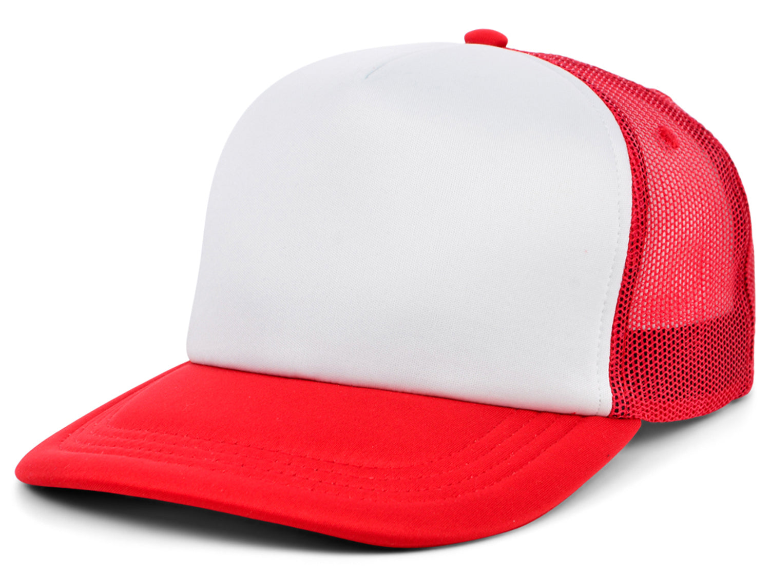 Top Headwear Men's Blank Rope Trucker Foam Mesh Plain Hats, 2PC White/Red