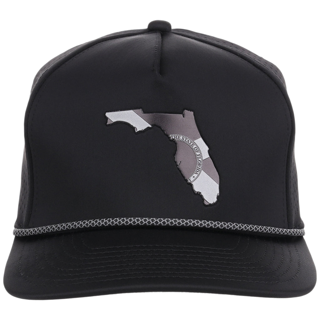 Local Crowns Florida Reflective 5 Panel Tech w/Rope - Black