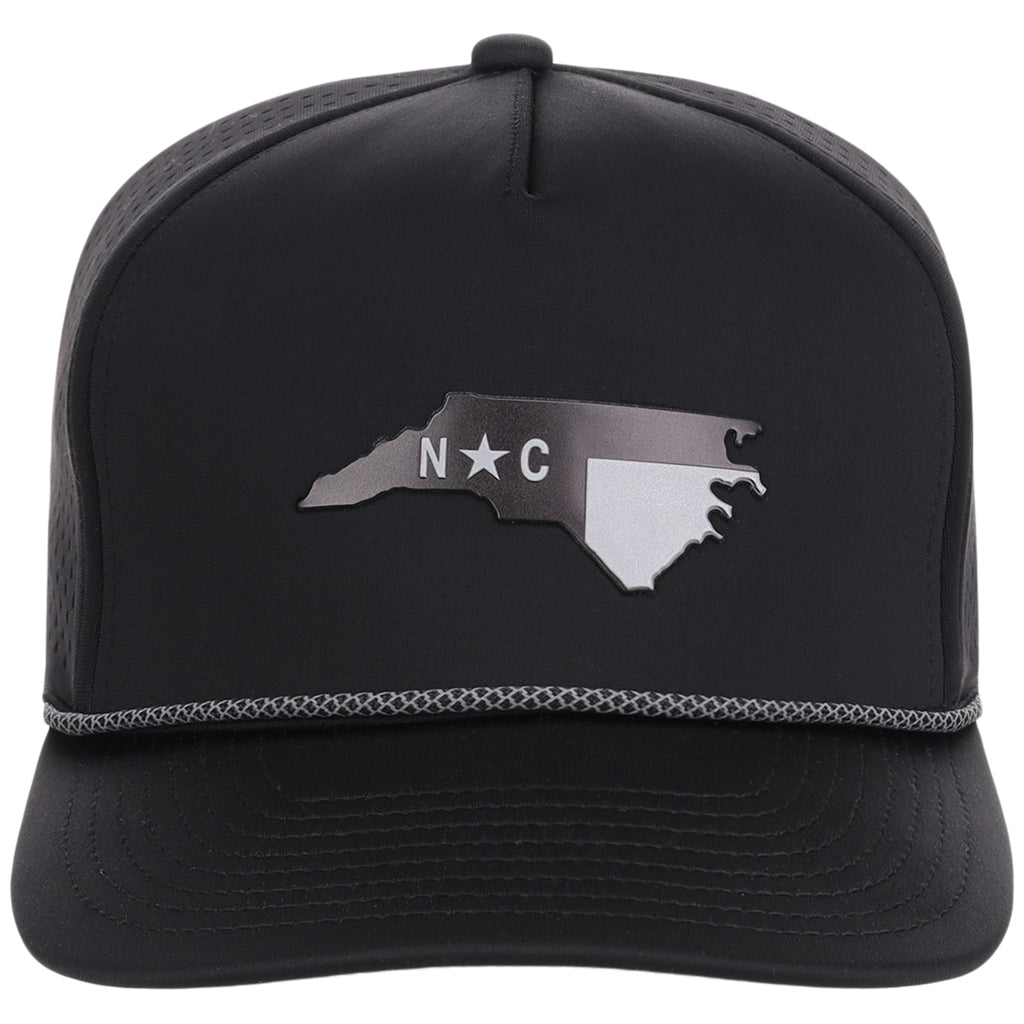 Local Crowns North Carolina Reflective 5 Panel Tech w/Rope - Black