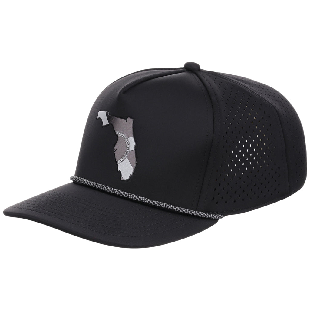 Local Crowns Florida Reflective 5 Panel Tech w/Rope - Black