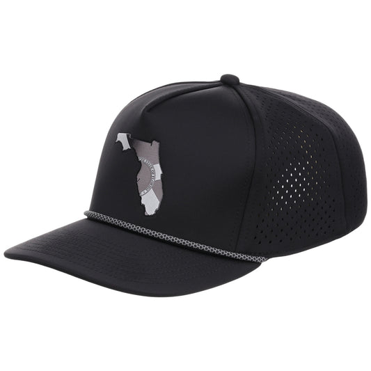Local Crowns Florida Reflective 5 Panel Tech w/Rope - Black