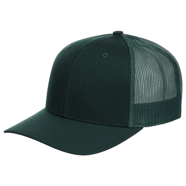 Richardson 112 Trucker Baseball Cap – Adjustable Snapback, Mesh Back, White & Dark Green (One Size Fits Most)