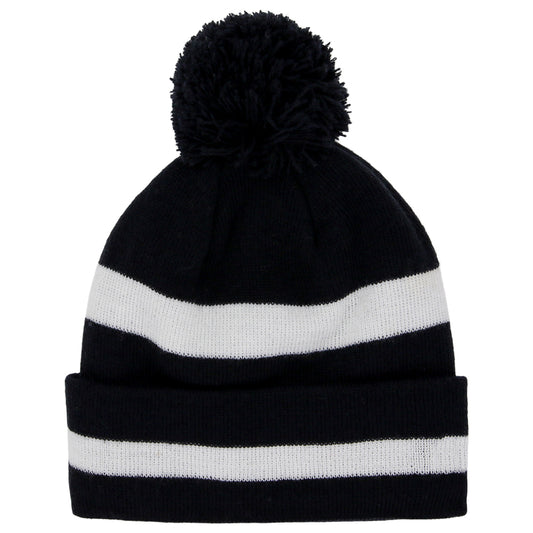 New Era Blank 2-Tone Stripe Pom Knit - Navy/White