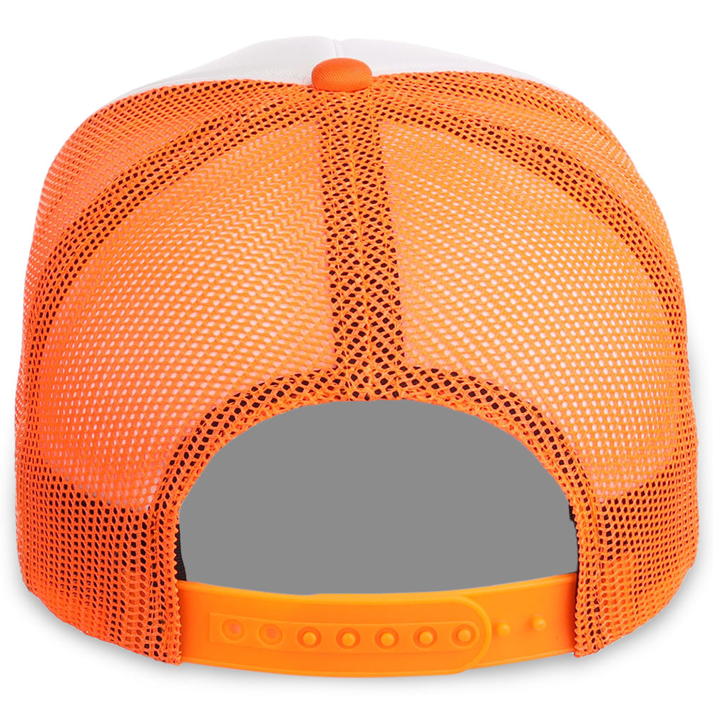White/Neon Orange Blank Basic Foam Trucker - Custom Lids