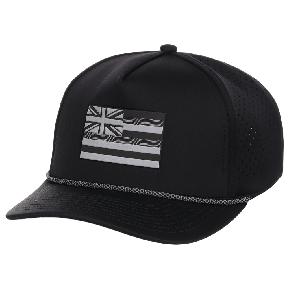 Local Crowns Hawaii Reflective 5 Panel Tech w/Rope - Black
