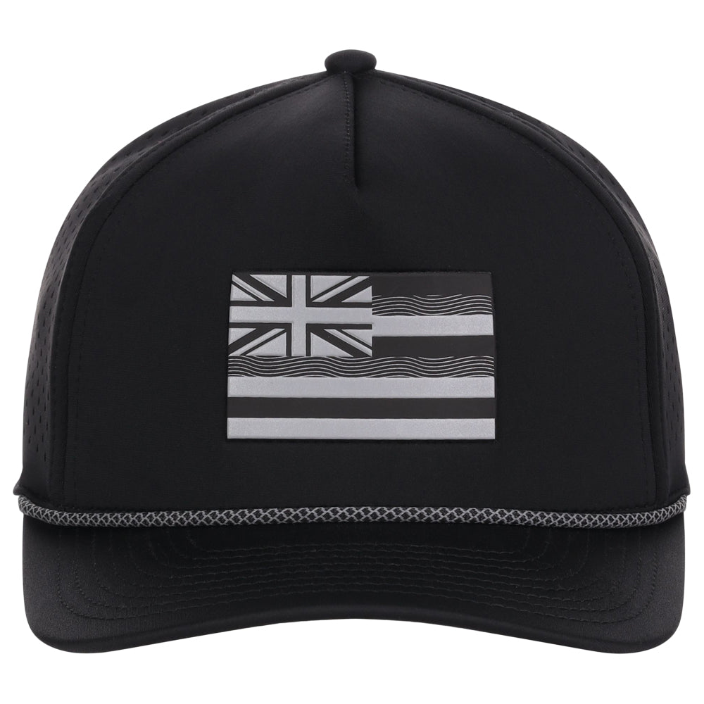 Local Crowns Hawaii Reflective 5 Panel Tech w/Rope - Black