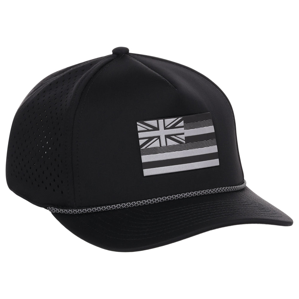 Local Crowns Hawaii Reflective 5 Panel Tech w/Rope - Black