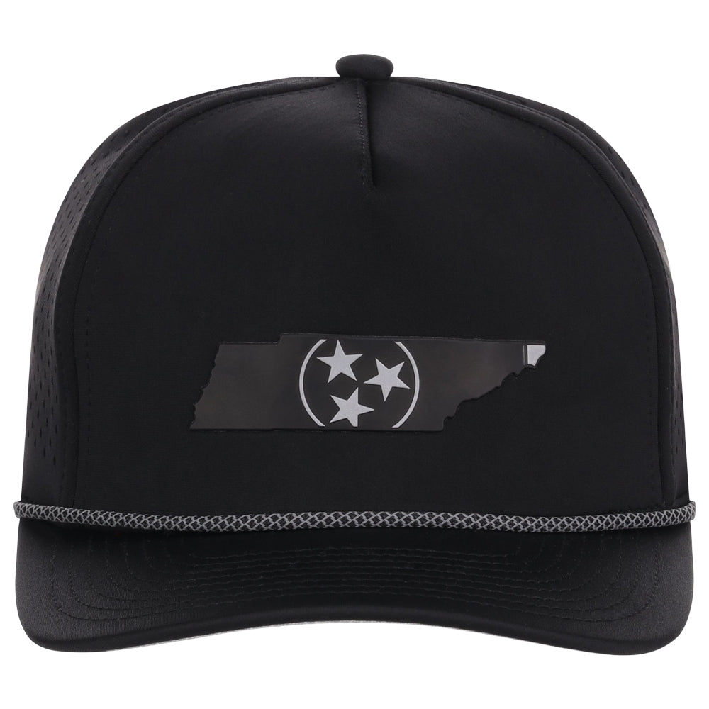 Local Crowns Tennessee Reflective 5 Panel Tech w/Rope - Black