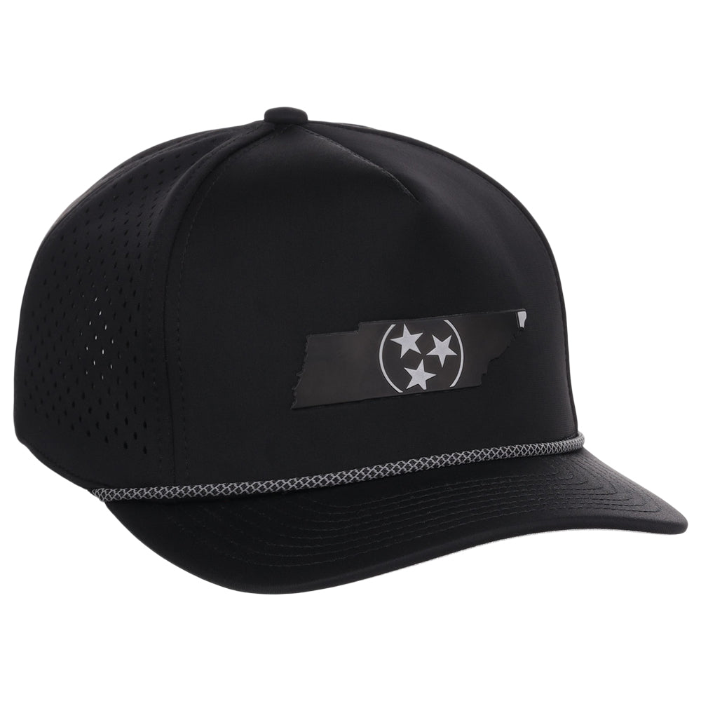 Local Crowns Tennessee Reflective 5 Panel Tech w/Rope - Black