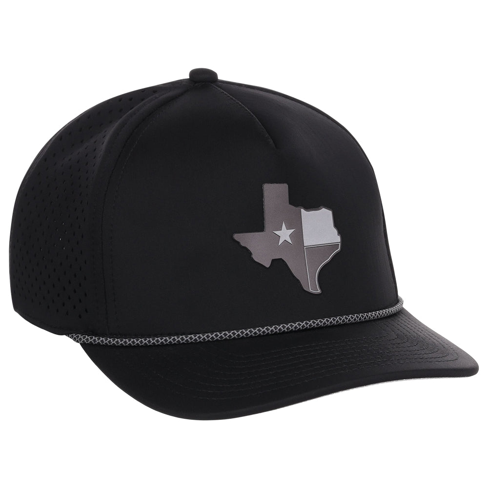 Local Crowns Texas Reflective 5 Panel Tech w/Rope - Black