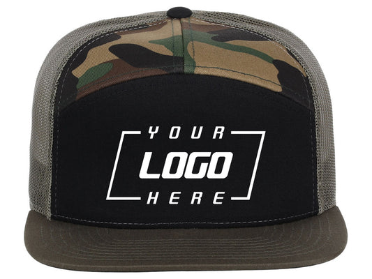 Richardson 168 7 Panel Trucker - Black/Camo