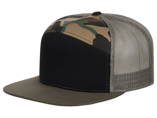 Richardson 168 7 Panel Trucker - Black/Camo