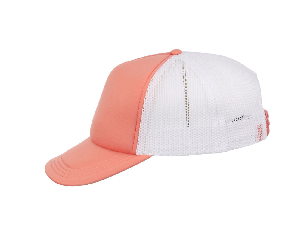 Crowns By Lids Screen Foam Trucker Cap - White/Peach Puff