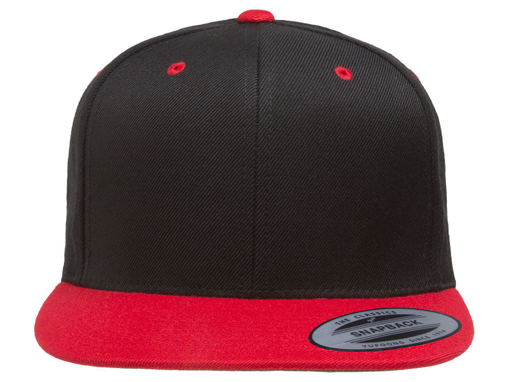 Yupoong Black/Red 6-Panel Structured Flat Visor Classic Snapback