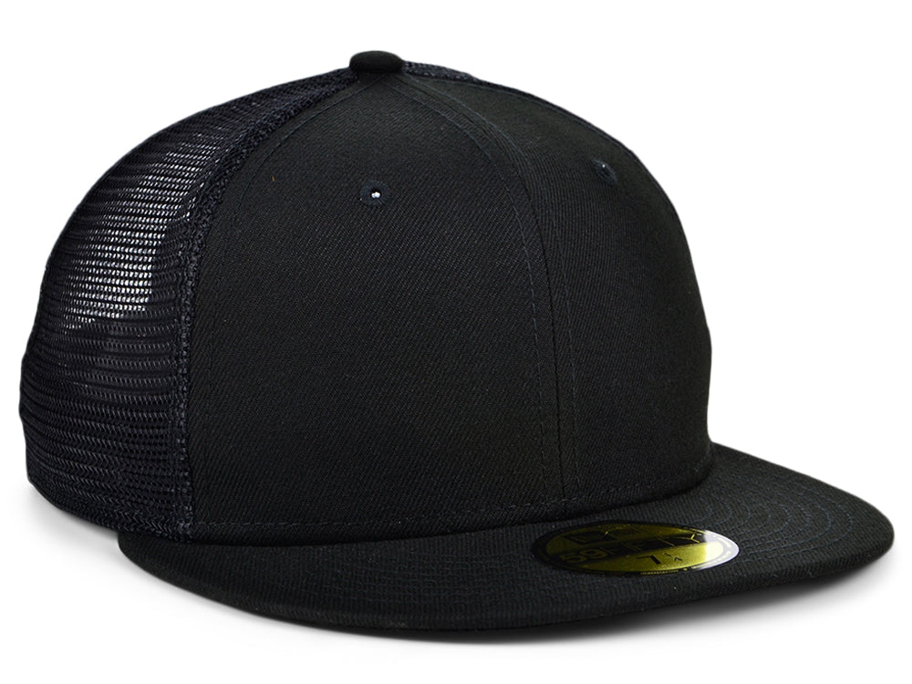 New Era MESH-BACK 59FIFTY-BLANK Black-White Fitted Hat