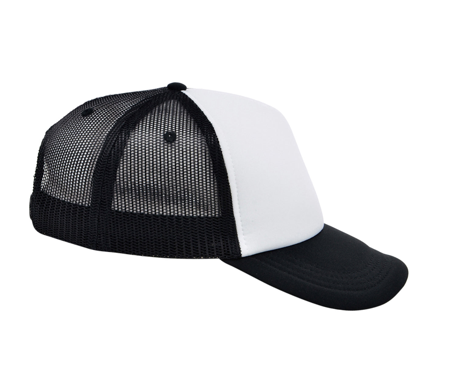 Unbranded Sponge Foam Trucker Hat, Blank Mesh Cap, White/Black
