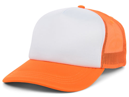 Crowns By Lids Screen Foam Trucker Cap - White/Neon Orange