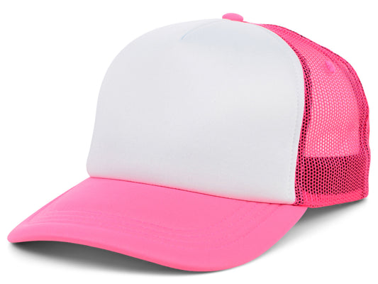 Crowns By Lids Screen Foam Trucker Cap - White/Neon Pink